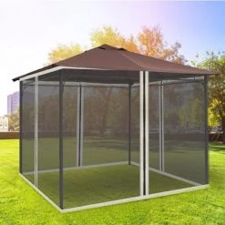 Outsunny Universal Replacement Mesh Sidewall Netting for 10' x 10' Gazebos and Canopy Tents with Zippers, (Sidewall Only) Black