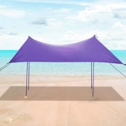 Costway Family Beach Tent Canopy w/ 4 Poles Sandbag Anchors 7'x7' UPF50+ Purple -Outlet Camping Gear Store unnamed file 4801