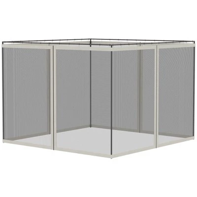 Outsunny 10' x 13' Universal Replacement Mesh Sidewall Netting for Patio Gazebos and Canopy Tents with Zippers, (Sidewall Only) White 6 Outsunny 10' x 13' Universal Replacement Mesh Sidewall Netting for Patio Gazebos and Canopy Tents with Zippers, (Sidewall Only) White - Image 4