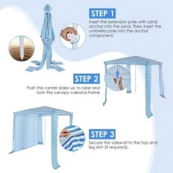 Costway 6.6' x 6.6' Foldable Beach Cabana Easy-Setup Beach Canopy W/ Carry Bag NavyBlue 17 Costway 6.6' x 6.6' Foldable Beach Cabana Easy-Setup Beach Canopy W/ Carry Bag NavyBlue -Outlet Camping Gear Store unnamed file 4828