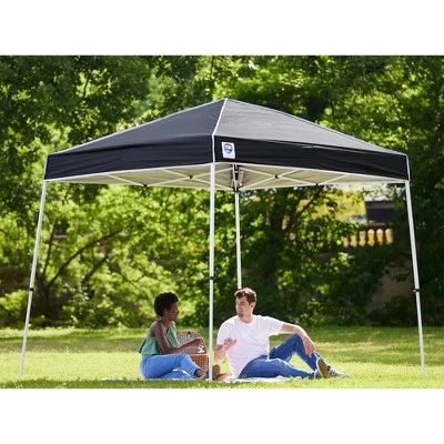 Z-Shade Angled Leg Canopy Tent with Push Button Locking System and 4 Pack of 5 Pound Plastic Concrete Filled Leg Weight Plates, Black 6 Z-Shade Angled Leg Canopy Tent with Push Button Locking System and 4 Pack of 5 Pound Plastic Concrete Filled Leg Weight Plates, Black - Image 4