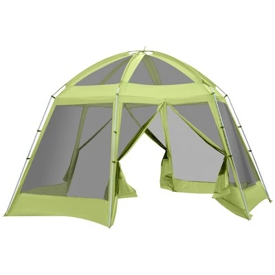 Outsunny Large Screen Tent, Hang Hook for Lantern at Night, 6-8 Person Tent Screen House, 2 Doors for Multiple-Person Entry, Breathable Outdoor Mosquito Net Canopy Tent, Dome, 16' x 16', Green 5 Outsunny Large Screen Tent, Hang Hook for Lantern at Night, 6-8 Person Tent Screen House, 2 Doors for Multiple-Person Entry, Breathable Outdoor Mosquito Net Canopy Tent, Dome, 16' x 16', Green - Image 3