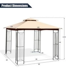 Costway 10' x 10' Patio Canopy Gazebo Outdoor 2-Tier Steel Tent Heavy-Duty L-Shaped -Outlet Camping Gear Store unnamed file 4876