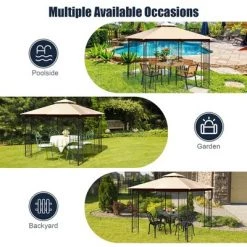 Costway 10' x 10' Patio Canopy Gazebo Outdoor 2-Tier Steel Tent Heavy-Duty L-Shaped -Outlet Camping Gear Store unnamed file 4879