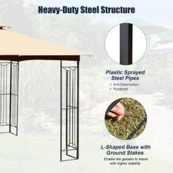 Costway 10' x 10' Patio Canopy Gazebo Outdoor 2-Tier Steel Tent Heavy-Duty L-Shaped -Outlet Camping Gear Store unnamed file 4880