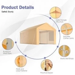 Costway 10x20 ft Heavy-Duty Steel Carport Car Canopy Shelter Sidewalls Tent Garage -Outlet Camping Gear Store unnamed file 4914