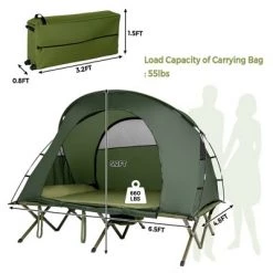 Costway 2-Person Outdoor Camping Tent Cot Elevated Compact Tent Set W/ External Cover
