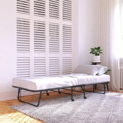 Room & Joy Twin 4" Mattress with Folding Metal Guest Bed Black - Room & Joy 8 Room & Joy Twin 4" Mattress with Folding Metal Guest Bed Black - Room & Joy - Image 6