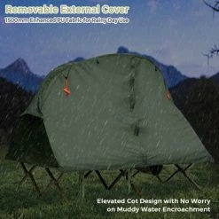 Costway 2-Person Outdoor Camping Tent Cot Elevated Compact Tent Set W/ External Cover -Outlet Camping Gear Store unnamed file 513
