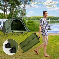 Costway 2-Person Outdoor Camping Tent Cot Elevated Compact Tent Set W/ External Cover -Outlet Camping Gear Store unnamed file 514