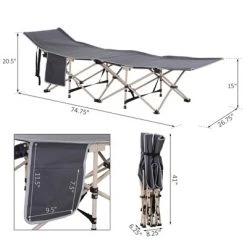 Outsunny Lightweight Portable Folding Cot Bed with Handy Side Pocket for Outdoor Camping -Outlet Camping Gear Store unnamed file 5174
