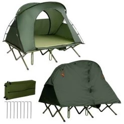 Costway 2-Person Outdoor Camping Tent Cot Elevated Compact Tent Set W/ External Cover -Outlet Camping Gear Store unnamed file 518