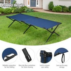 Costway Folding Camping Cot & Bed Heavy-Duty for Adults Kids w/ Carrying Bag 300LBS Blue -Outlet Camping Gear Store unnamed file 5189