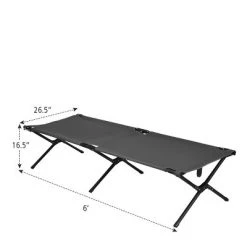 Costway Folding Camping Cot & Bed Heavy-Duty for Adults Kids w/ Carrying Bag 300LBS Grey
