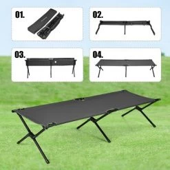 Costway Folding Camping Cot & Bed Heavy-Duty for Adults Kids w/ Carrying Bag 300LBS Grey -Outlet Camping Gear Store unnamed file 5196