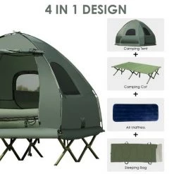 Costway 2-Person Compact Portable Pop-Up Tent/Camping Cot w/ Air Mattress & Sleeping Bag