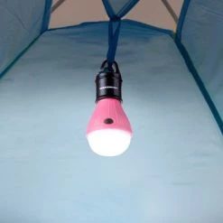 Portable LED Tent Light Bulb- 2 Pack Hanging Lights with 3 Settings and 60 Lumen By Leisure Sports (Pink) (For Camping Hiking Tents and Emergency)