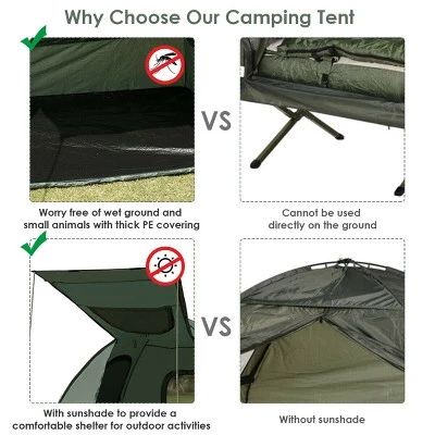 Costway 2-Person Compact Portable Pop-Up Tent/Camping Cot w/ Air Mattress & Sleeping Bag 8 Costway 2-Person Compact Portable Pop-Up Tent/Camping Cot w/ Air Mattress & Sleeping Bag - Image 6