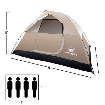 Leisure Sports 4-Person Dome Tent with Carry Bag - Tan 5 Leisure Sports 4-Person Dome Tent with Carry Bag - Tan - Image 3