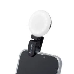 Insten Video Conference Lighting Kit, LED Mini Ring Lights Clip on (Small, Thumb Size Clip) for Phone & Tablet, Dimmable, Button Control