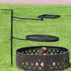 Sunnydaze Decor Sunnydaze Outdoor Camping or Backyard Steel Adjustable Cooking Grilling Fire Pit BBQ Stake with 2 Swivel Swing Grates -Outlet Camping Gear Store unnamed file 5912