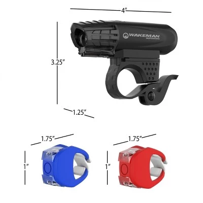 LED Bicycle Light Set- USB Rechargeable Bike Headlight and 2 Tail Lights, Water Resistant with Multiple Lighting Modes for Safety by Leisure Sports 3 LED Bicycle Light Set- USB Rechargeable Bike Headlight and 2 Tail Lights, Water Resistant with Multiple Lighting Modes for Safety by Leisure Sports