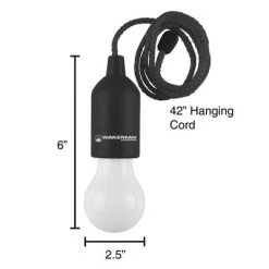 Leisure Sports Portable Pull Cord Outdoor/Indoor Hanging LED Bulb Lantern - Black