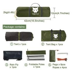 Night Cat Easy Setup Lightweight Waterproof and Windproof Backpacking Tent with Ventilated Design and Carry Bag, 7 x 4 Ft, Single Person, Army Green -Outlet Camping Gear Store unnamed file 610