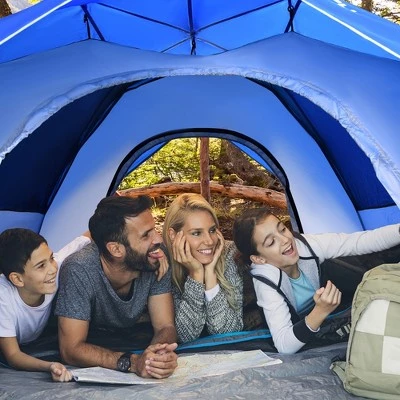 Costway 4 Person Instant Pop-up Camping Tent 2-in-1 Double-Layer Waterproof Tent Blue 4 Costway 4 Person Instant Pop-up Camping Tent 2-in-1 Double-Layer Waterproof Tent Blue - Image 2
