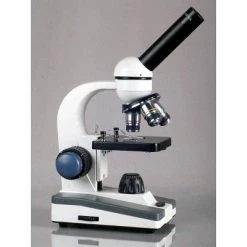 Portable 40X-1000X Monocular Student Microscope with Prepared Slides and Microscope Book - AmScope