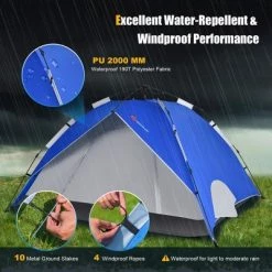 Costway 4 Person Instant Pop-up Camping Tent 2-in-1 Double-Layer Waterproof Tent Blue 17 Costway 4 Person Instant Pop-up Camping Tent 2-in-1 Double-Layer Waterproof Tent Blue -Outlet Camping Gear Store unnamed file 618