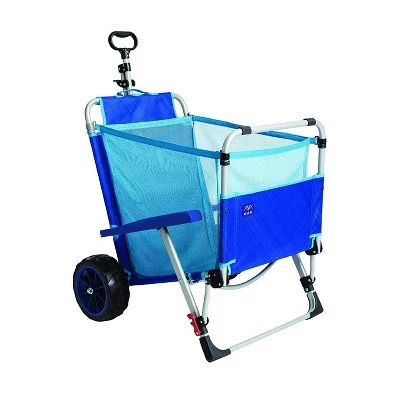 Mac Sports Mac Sport 2-in-1 Outdoor Portable Beach Folding Lounger Chair and Wagon Pull Cart Basket with Locks and Wheels for the Beach and Camping, Blue 4 Mac Sports Mac Sport 2-in-1 Outdoor Portable Beach Folding Lounger Chair and Wagon Pull Cart Basket with Locks and Wheels for the Beach and Camping, Blue - Image 3