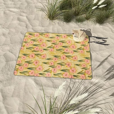 Schatzi Brown Dani Floral Yellow Picnic Blanket - Deny Designs 4 Schatzi Brown Dani Floral Yellow Picnic Blanket - Deny Designs - Image 2