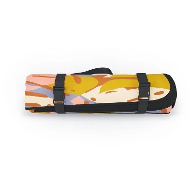 Lathe Quill Color Block Monstera Pink Picnic Blanket - Deny Designs 3 Lathe Quill Color Block Monstera Pink Picnic Blanket - Deny Designs