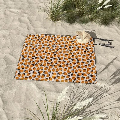 Avenie Yellow And Grey Strawberries Picnic Blanket - Deny Designs 4 Avenie Yellow And Grey Strawberries Picnic Blanket - Deny Designs - Image 2