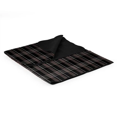 Oniva Blanket Tote Outdoor Picnic Blanket - Black Tartan Pattern with Black Flap 4 Oniva Blanket Tote Outdoor Picnic Blanket - Black Tartan Pattern with Black Flap - Image 2