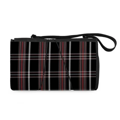 Oniva Blanket Tote Outdoor Picnic Blanket - Black Tartan Pattern with Black Flap 6 Oniva Blanket Tote Outdoor Picnic Blanket - Black Tartan Pattern with Black Flap - Image 4