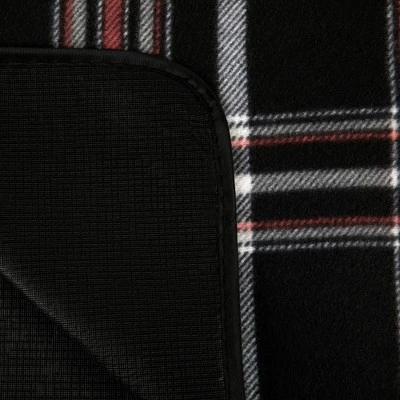 Oniva Blanket Tote Outdoor Picnic Blanket - Black Tartan Pattern with Black Flap 8 Oniva Blanket Tote Outdoor Picnic Blanket - Black Tartan Pattern with Black Flap - Image 6