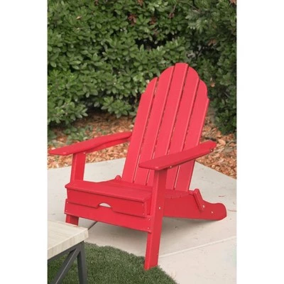 37.8" Foldable Weather Resistant Outdoor Adirondack Chair - Red - XBrand 4 37.8" Foldable Weather Resistant Outdoor Adirondack Chair - Red - XBrand - Image 2