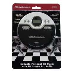 Studebaker Personal CD Player with FM Radio, 60 Second ASP and Earbuds (SB3703) - Black