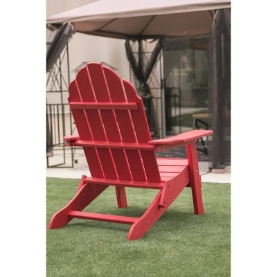 37.8" Foldable Weather Resistant Outdoor Adirondack Chair - Red - XBrand 5 37.8" Foldable Weather Resistant Outdoor Adirondack Chair - Red - XBrand - Image 3