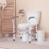 Costway Toilet Safety Frame, Stand Alone Toilet Safety Rail w/ Adjustable Height & Width