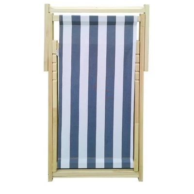 Striped Wood Sling Chair - Natural/Blue - WELLFOR 8 Striped Wood Sling Chair - Natural/Blue - WELLFOR - Image 6