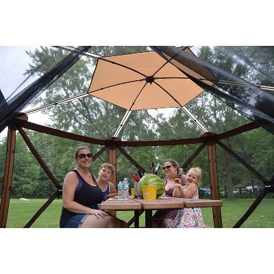 Clam Outdoors CLAM Quick-Set Escape Sky Camper 11.5 x 11.5 Ft Portable Pop-Up Outdoor Gazebo Screen Tent 6 Sided Canopy Shelter w/ Ground Stakes & Carry Bag, Brown 3 Clam Outdoors CLAM Quick-Set Escape Sky Camper 11.5 x 11.5 Ft Portable Pop-Up Outdoor Gazebo Screen Tent 6 Sided Canopy Shelter w/ Ground Stakes & Carry Bag, Brown