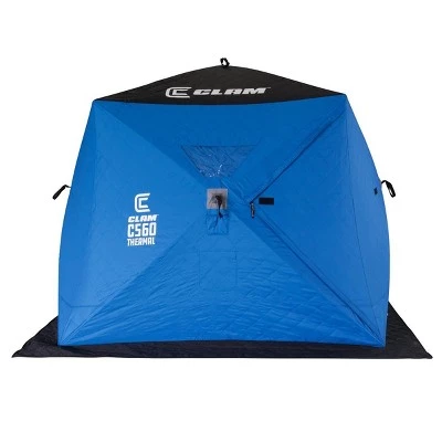 Clam Outdoors CLAM 14477 C-560 4 Person 7.5 Foot Lightweight Portable Pop Up Ice Fishing Angler Thermal Hub Shelter Tent with Anchors, Tie Ropes, and Carrying Bag 3 Clam Outdoors CLAM 14477 C-560 4 Person 7.5 Foot Lightweight Portable Pop Up Ice Fishing Angler Thermal Hub Shelter Tent with Anchors, Tie Ropes, and Carrying Bag