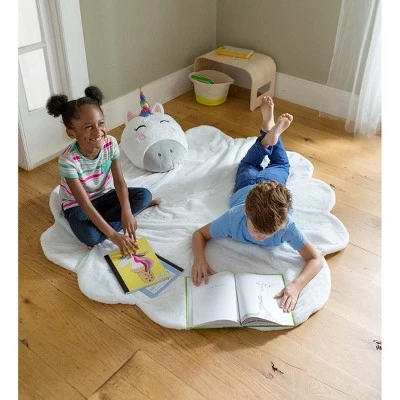 HearthSong Silky Soft Fleece Unicorn Cloud Snuggle Play Mat with Attached Pillow 3 HearthSong Silky Soft Fleece Unicorn Cloud Snuggle Play Mat with Attached Pillow