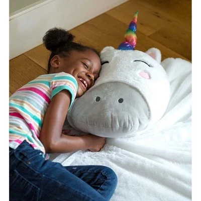 HearthSong Silky Soft Fleece Unicorn Cloud Snuggle Play Mat with Attached Pillow 5 HearthSong Silky Soft Fleece Unicorn Cloud Snuggle Play Mat with Attached Pillow - Image 3