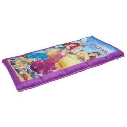 Exxel Outdoors Disney Oxford Sleeping Bag Kit with Belle, Ariel, and Rapunzel, Self Healing Zipper and Matching Oxford Pack Included