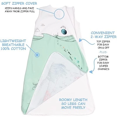 JumpOff Jo Baby Sleep Bag, Wearable Blanket, 100% Cotton, Sleeveless, 2-Way Zipper for Easy Diaper Changing 3 JumpOff Jo Baby Sleep Bag, Wearable Blanket, 100% Cotton, Sleeveless, 2-Way Zipper for Easy Diaper Changing