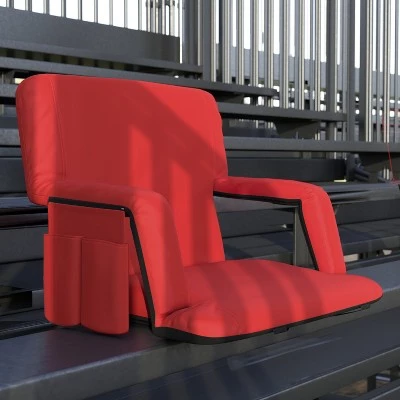 Emma and Oliver Extra Wide Portable Stadium Chair with Reclining Padded Back & Seat, Lightweight Metal Frame with Armrests & Backpack Straps 3 Emma and Oliver Extra Wide Portable Stadium Chair with Reclining Padded Back & Seat, Lightweight Metal Frame with Armrests & Backpack Straps